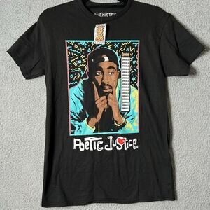 Tupac Shakur Tee‎ Shirt Womens S Black Poetic Justice Chemistry T Shirt NEW
